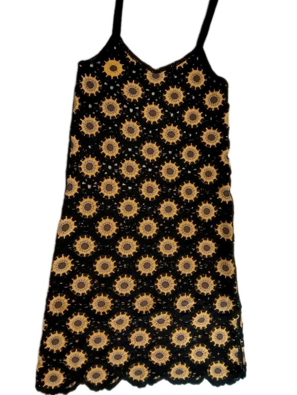 Indian Boutique Dress ML Crochet Midi Fairy Festival Boho Cover Up Open Knit Sun - Picture 3 of 11